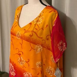 Floral Print Orange Dress